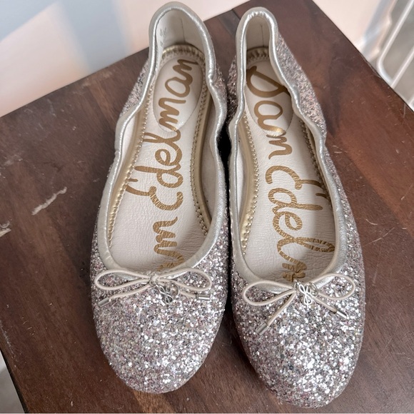 Sam Edelman | Felicia Glitter Ballet Flat in Rose Gold Slip‎ On Shoes Party Fun - Picture 1 of 14